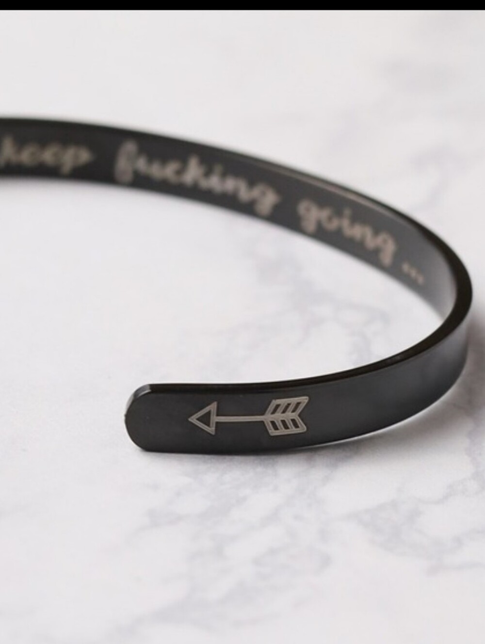 Black Inspirational Bracelet Adjustable - Picture 4 of 5